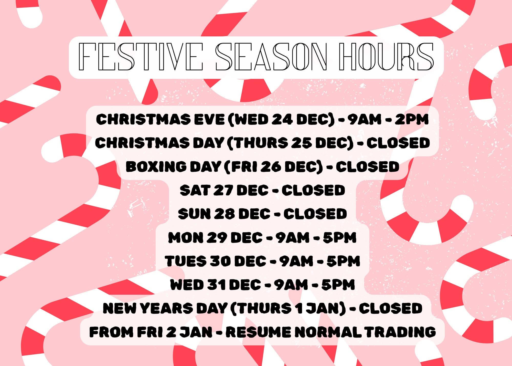 Christmas 2025 Trading Hours